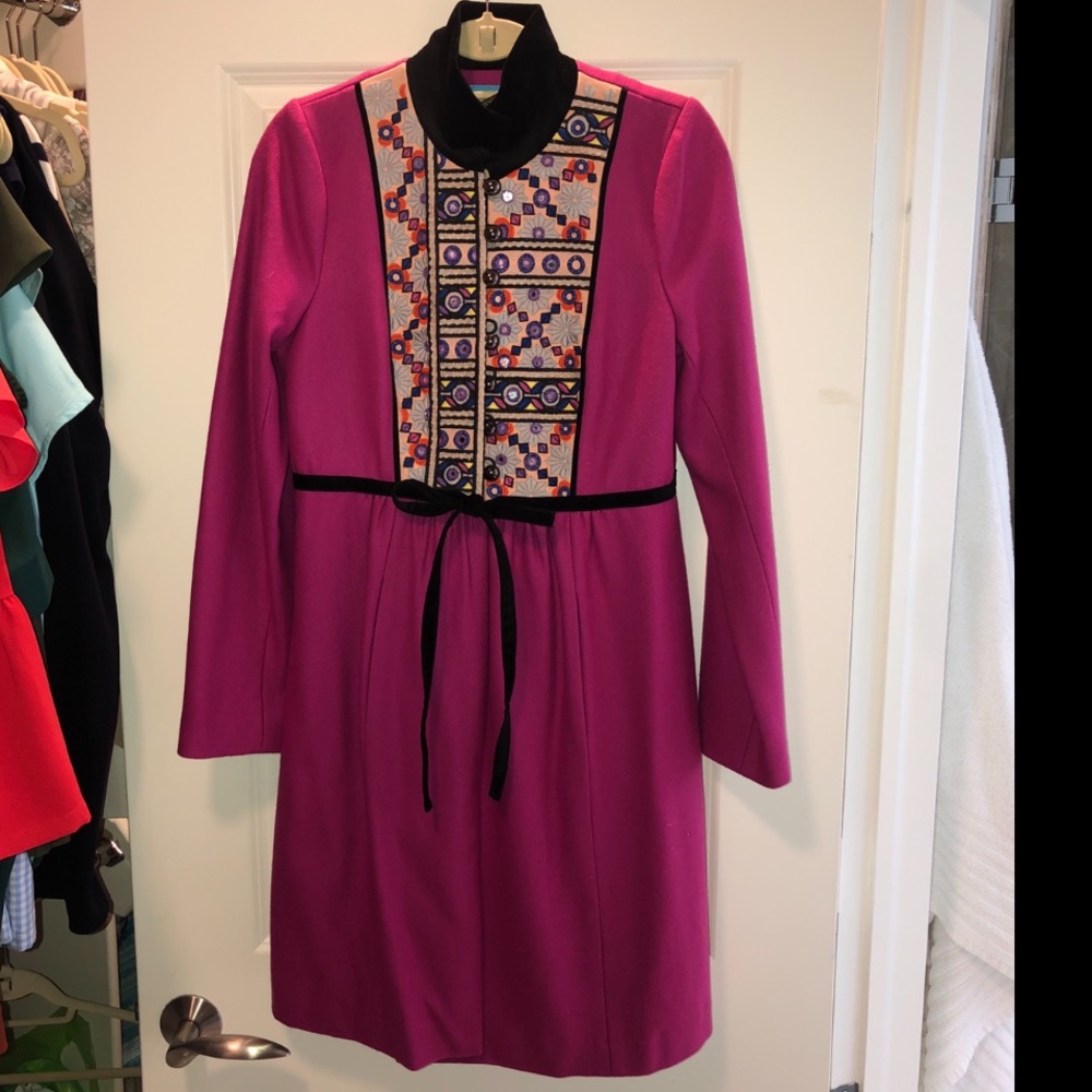 Plenty by Tracy Reese Pink Embroidered Wool Coat